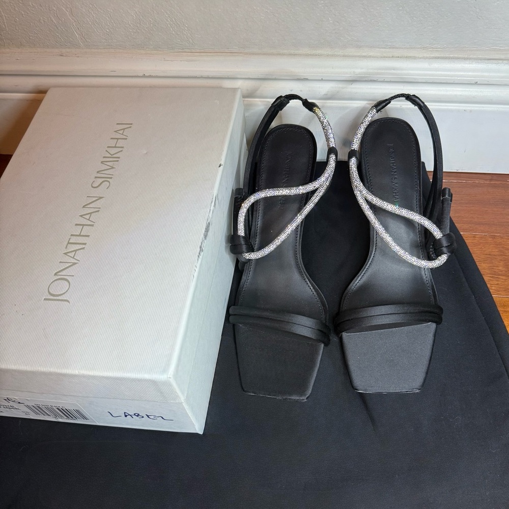 JONATHAN SIMKHAI Cassie Crystal Strappy Heel Sandal 41 NWT